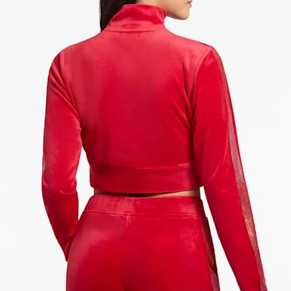 NWT Juicy Couture Bling Trim Velour Crop Track Jacket/Jogger Pants Set - Picture 3 of 4